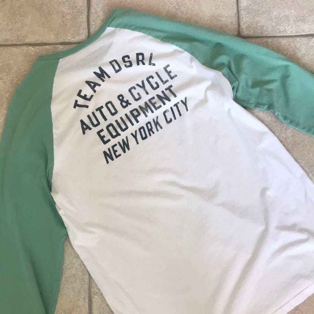Denim & Supply Ralph Lauren vintage style baseball tee in ivory and green EUC